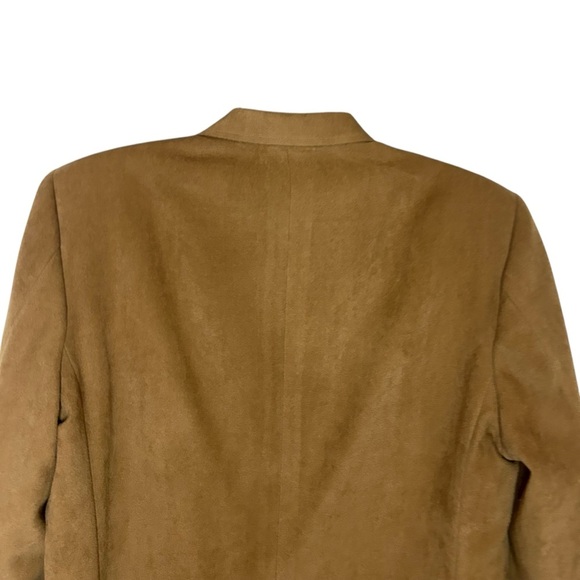 Vintage Tan Suede-Look Blazer Men’s Size 42 Classic Patch Pocket Jacket - Picture 3 of 12